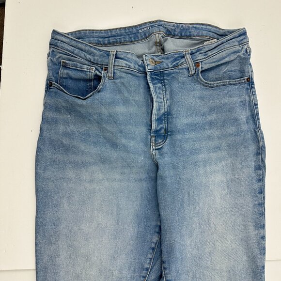 Old Navy High Rise OG Straight Raw Hem Button Fly Women's size 16 Long Blue Jean - Picture 2 of 5